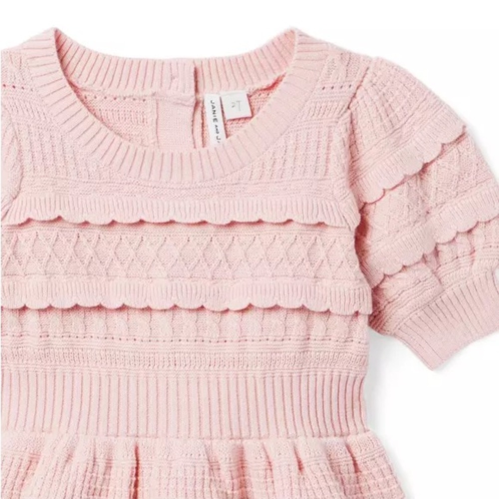 NWT Janie and Jack The Heights Sweater Dress Peachskin Sweater Dusty Light Pink - Picture 10 of 11